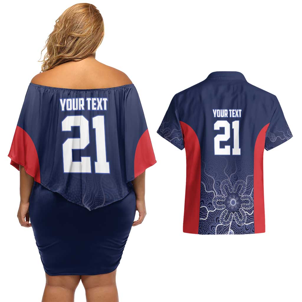 Basketball Custom Adelaide Couples Matching Off Shoulder Short Dress and Hawaiian Shirt Simple Australian Dot Art - Aussie Hoodie