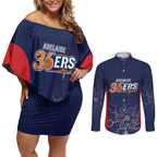 Basketball Custom Adelaide Couples Matching Off Shoulder Short Dress and Long Sleeve Button Shirt Simple Australian Dot Art - Aussie Hoodie