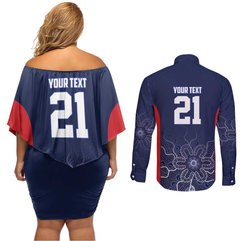 Basketball Custom Adelaide Couples Matching Off Shoulder Short Dress and Long Sleeve Button Shirt Simple Australian Dot Art - Aussie Hoodie