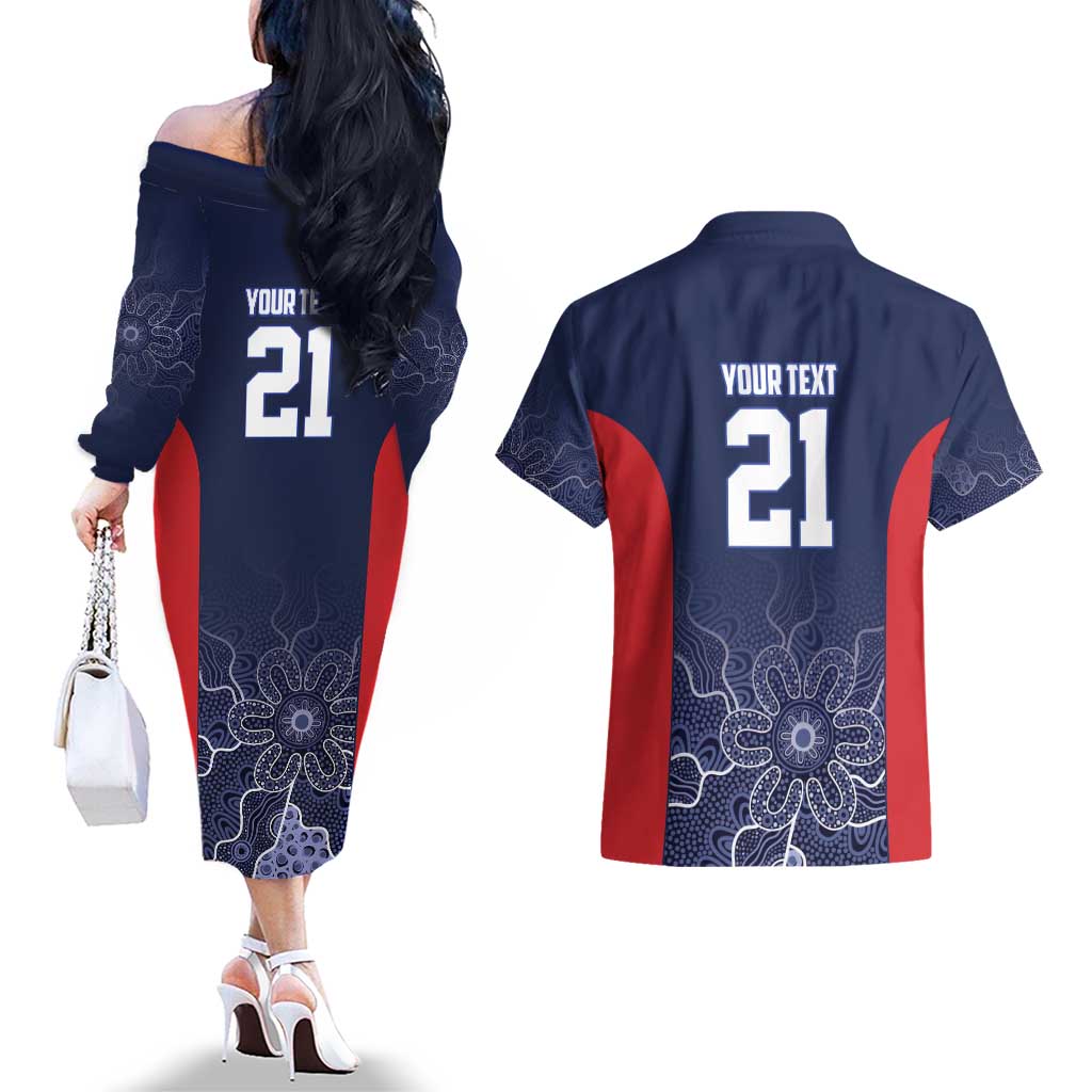 Basketball Custom Adelaide Couples Matching Off The Shoulder Long Sleeve Dress and Hawaiian Shirt Simple Australian Dot Art - Aussie Hoodie