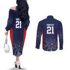 Basketball Custom Adelaide Couples Matching Off The Shoulder Long Sleeve Dress and Long Sleeve Button Shirt Simple Australian Dot Art - Aussie Hoodie