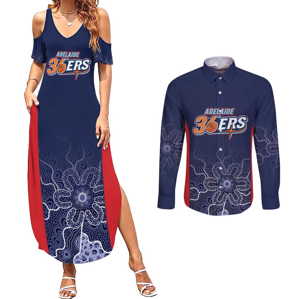 Basketball Custom Adelaide Couples Matching Summer Maxi Dress and Long Sleeve Button Shirt Simple Australian Dot Art - Aussie Hoodie