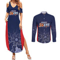 Basketball Custom Adelaide Couples Matching Summer Maxi Dress and Long Sleeve Button Shirt Simple Australian Dot Art - Aussie Hoodie