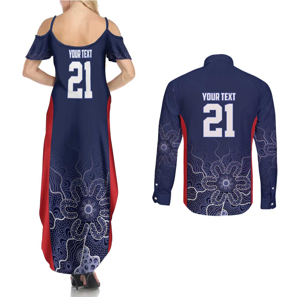 Basketball Custom Adelaide Couples Matching Summer Maxi Dress and Long Sleeve Button Shirt Simple Australian Dot Art - Aussie Hoodie