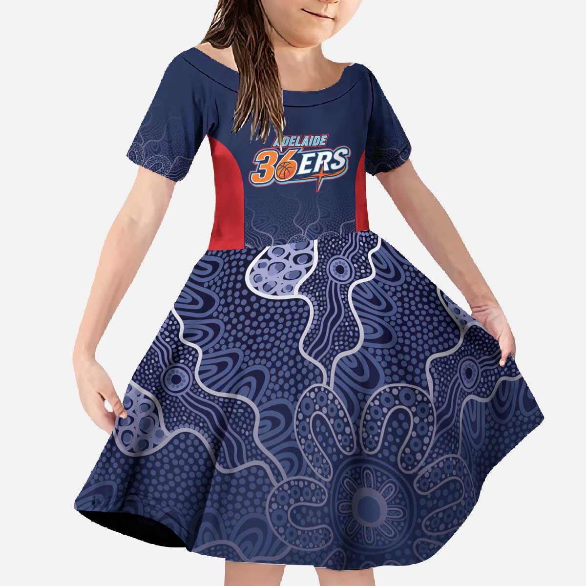 Basketball Custom Adelaide Family Matching Off The Shoulder Long Sleeve Dress and Hawaiian Shirt Simple Australian Dot Art - Aussie Hoodie
