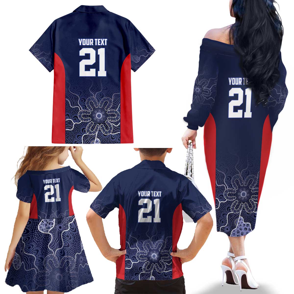 Basketball Custom Adelaide Family Matching Off The Shoulder Long Sleeve Dress and Hawaiian Shirt Simple Australian Dot Art - Aussie Hoodie
