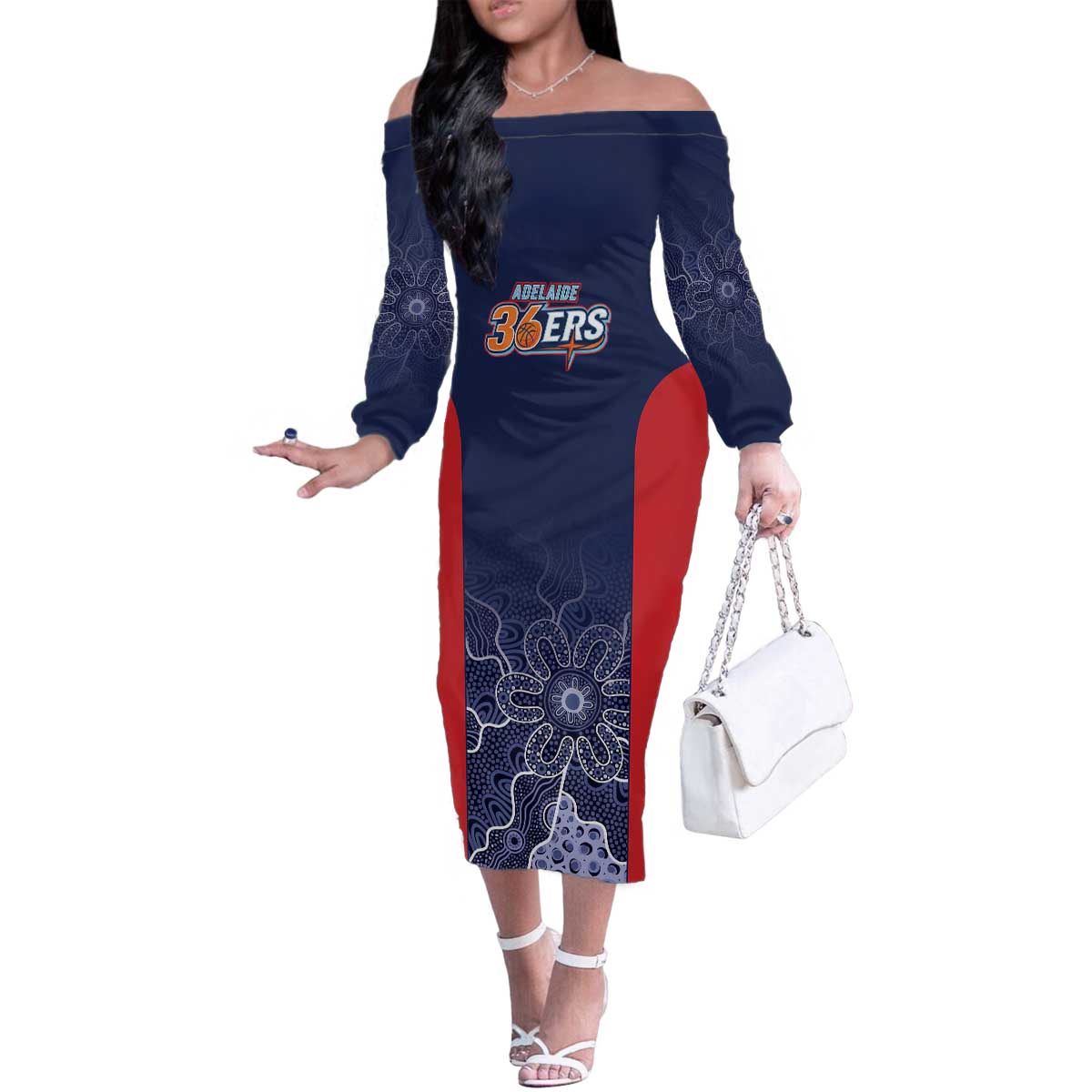 Basketball Custom Adelaide Family Matching Off The Shoulder Long Sleeve Dress and Hawaiian Shirt Simple Australian Dot Art - Aussie Hoodie