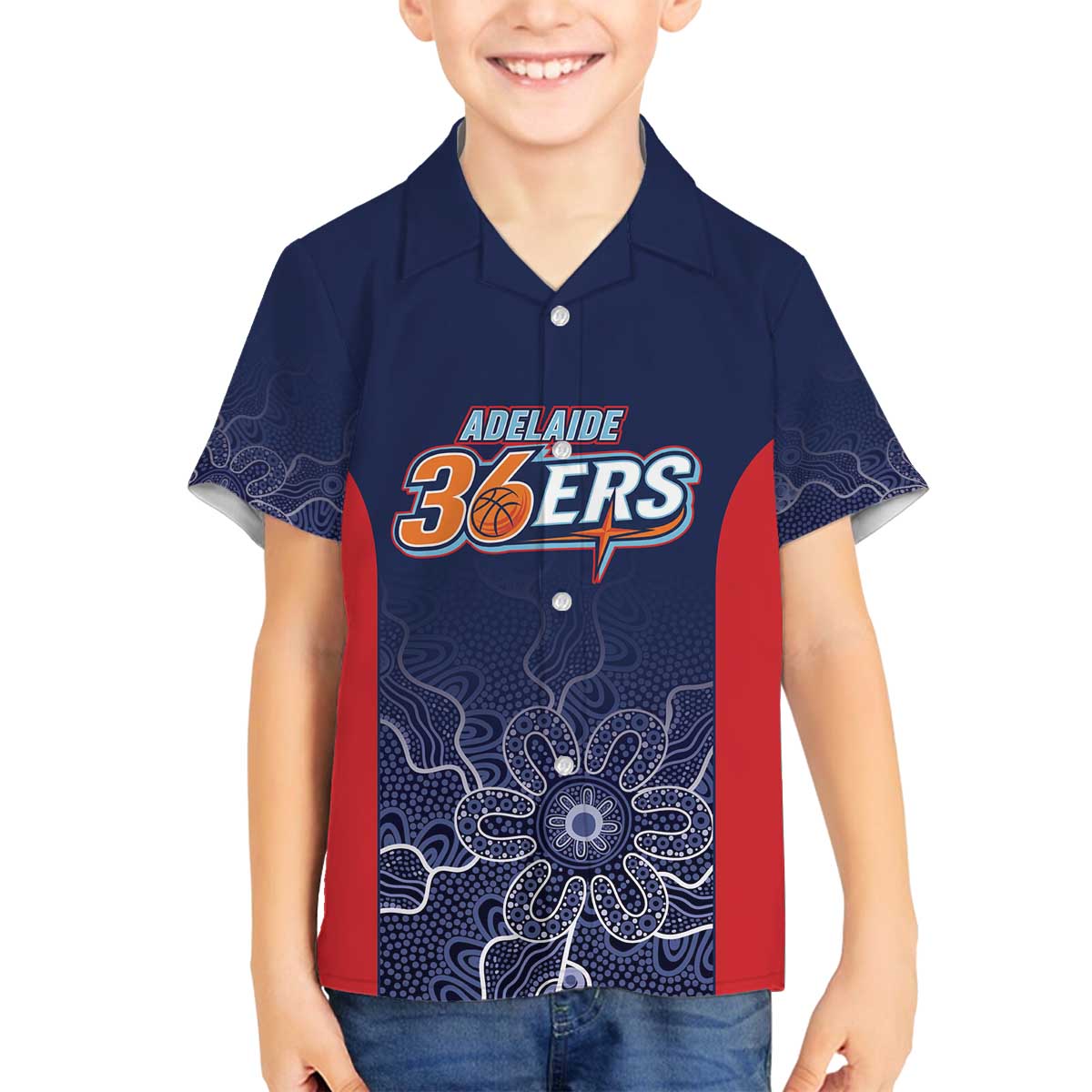 Basketball Custom Adelaide Family Matching Off The Shoulder Long Sleeve Dress and Hawaiian Shirt Simple Australian Dot Art - Aussie Hoodie