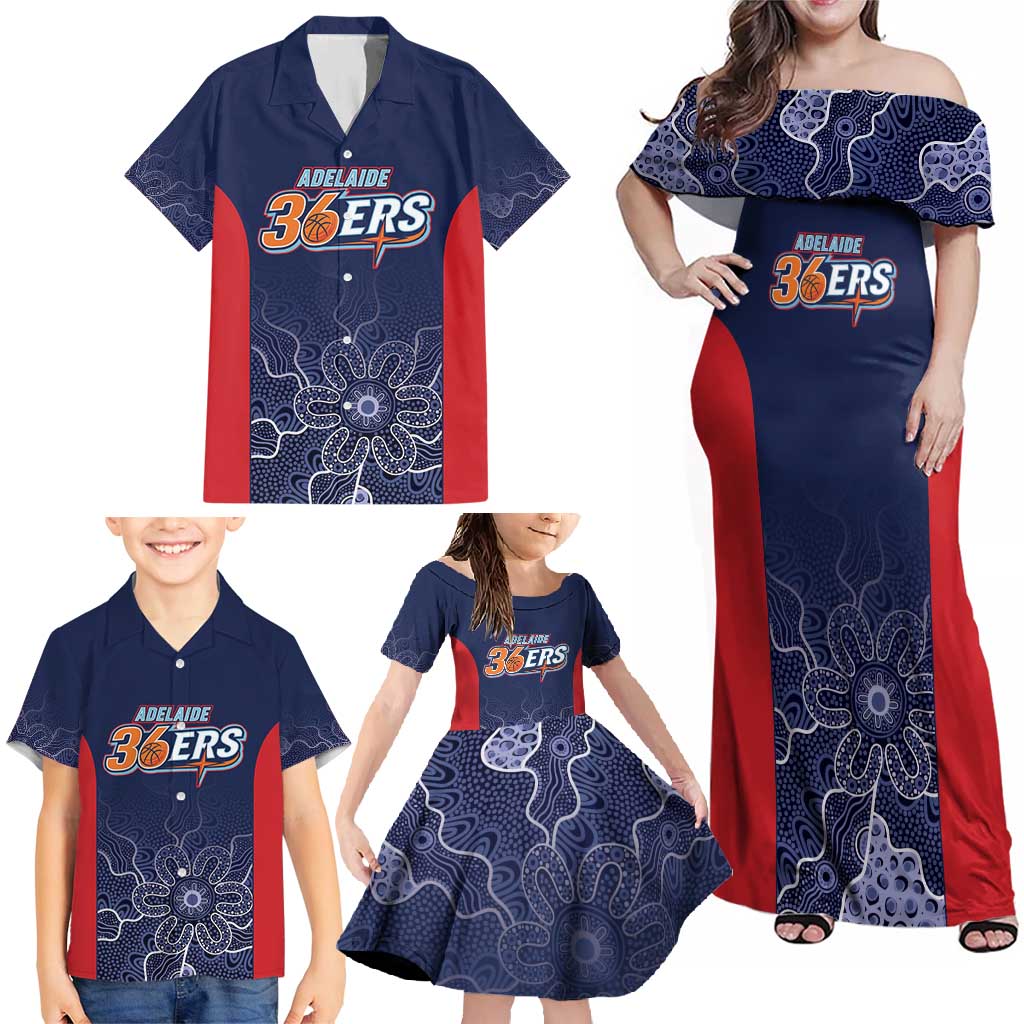 Basketball Custom Adelaide Family Matching Off Shoulder Maxi Dress and Hawaiian Shirt Simple Australian Dot Art - Aussie Hoodie