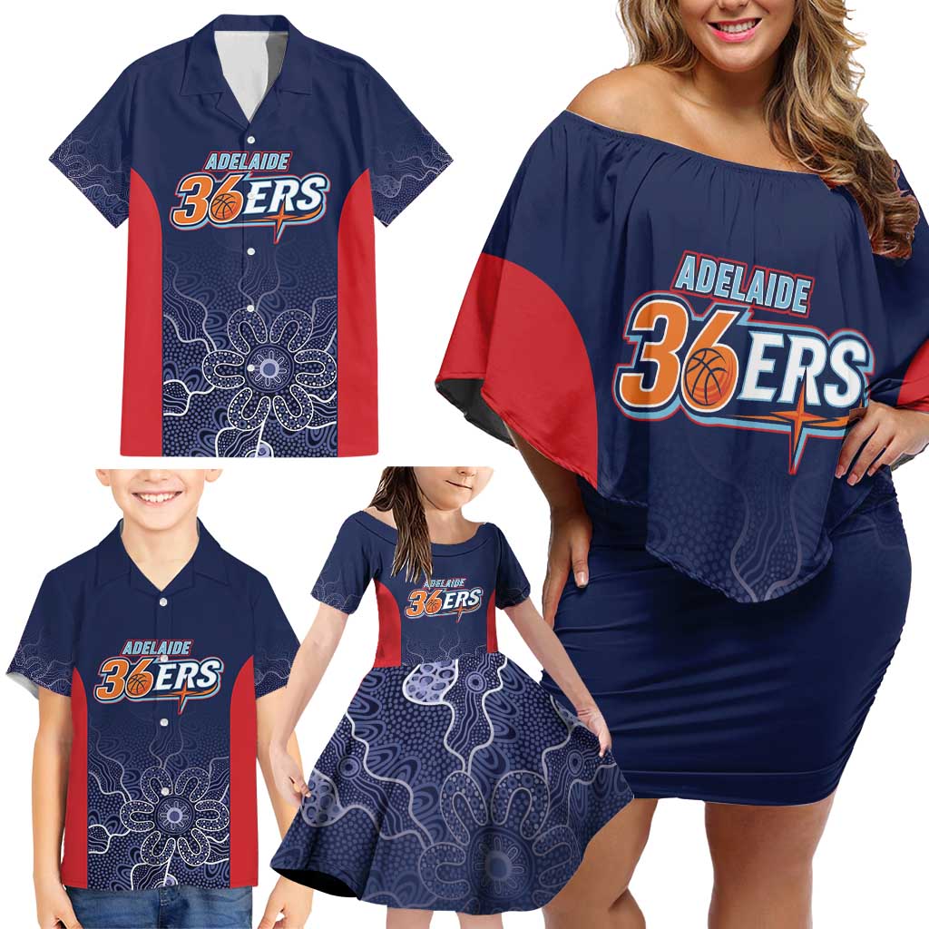 Basketball Custom Adelaide Family Matching Off Shoulder Short Dress and Hawaiian Shirt Simple Australian Dot Art - Aussie Hoodie