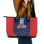 Basketball Custom Adelaide Leather Tote Bag Simple Australian Dot Art - Aussie Hoodie