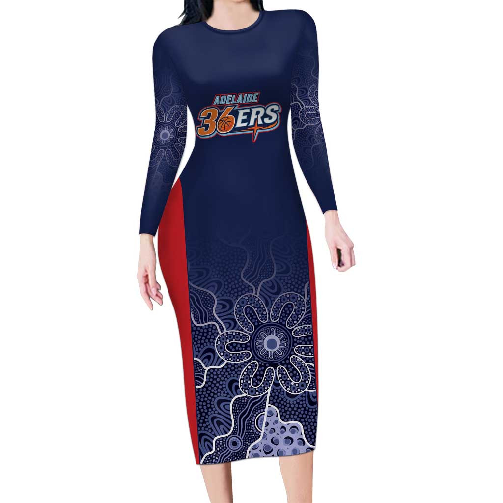 Basketball Custom Adelaide Long Sleeve Bodycon Dress Simple Australian Dot Art - Aussie Hoodie