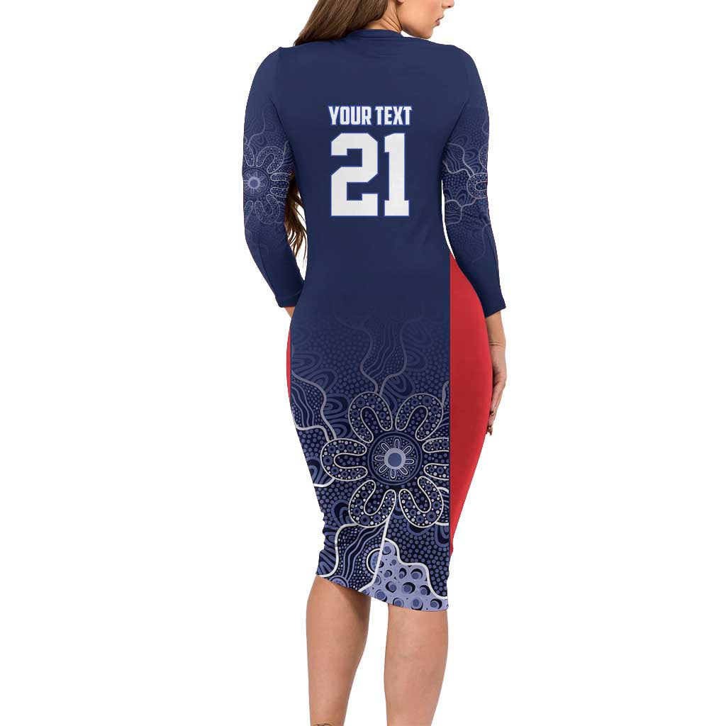 Basketball Custom Adelaide Long Sleeve Bodycon Dress Simple Australian Dot Art - Aussie Hoodie