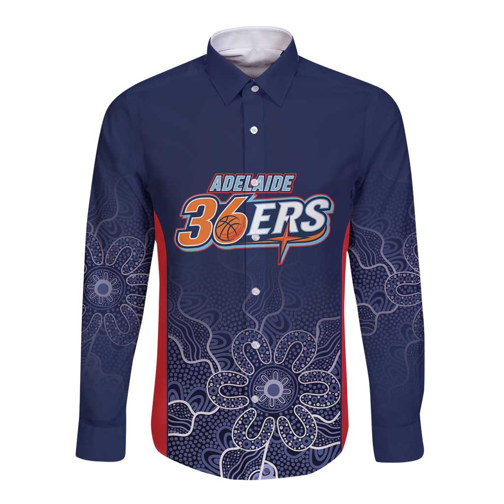 Basketball Custom Adelaide Long Sleeve Button Shirt Simple Australian Dot Art - Aussie Hoodie