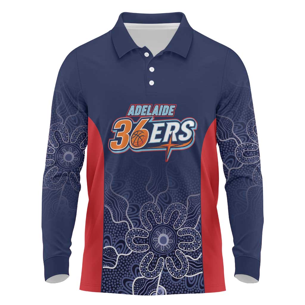 Basketball Custom Adelaide Long Sleeve Polo Shirt Simple Australian Dot Art - Aussie Hoodie
