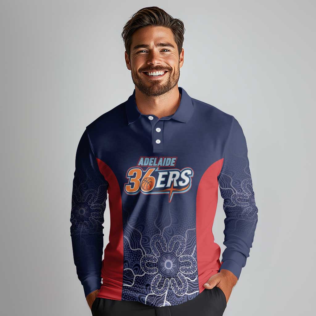 Basketball Custom Adelaide Long Sleeve Polo Shirt Simple Australian Dot Art - Aussie Hoodie