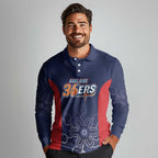 Basketball Custom Adelaide Long Sleeve Polo Shirt Simple Australian Dot Art - Aussie Hoodie