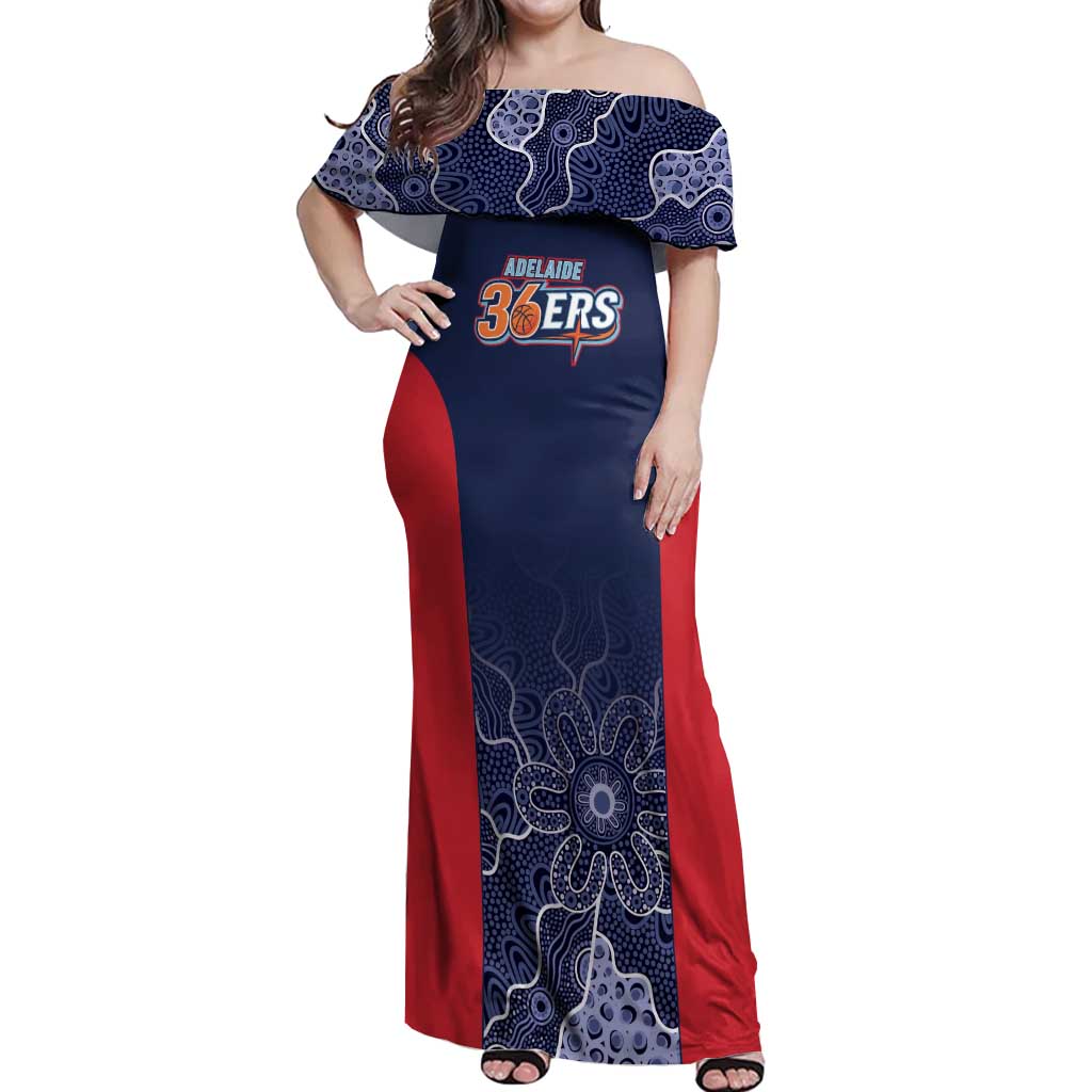 Basketball Custom Adelaide Off Shoulder Maxi Dress Simple Australian Dot Art - Aussie Hoodie