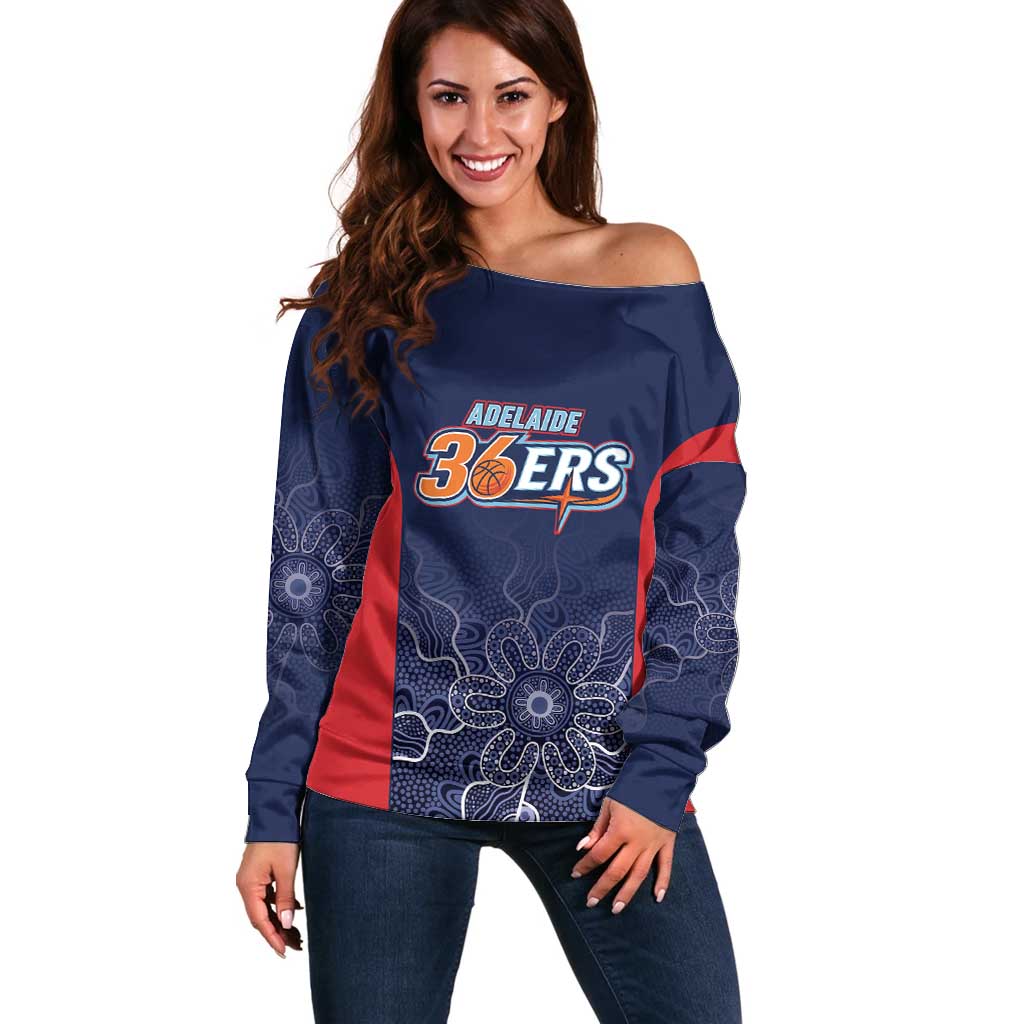 Basketball Custom Adelaide Off Shoulder Sweater Simple Australian Dot Art - Aussie Hoodie