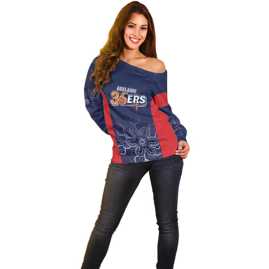Basketball Custom Adelaide Off Shoulder Sweater Simple Australian Dot Art - Aussie Hoodie