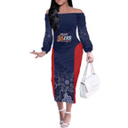 Basketball Custom Adelaide Off The Shoulder Long Sleeve Dress Simple Australian Dot Art - Aussie Hoodie