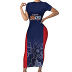 Basketball Custom Adelaide Short Sleeve Bodycon Dress Simple Australian Dot Art - Aussie Hoodie