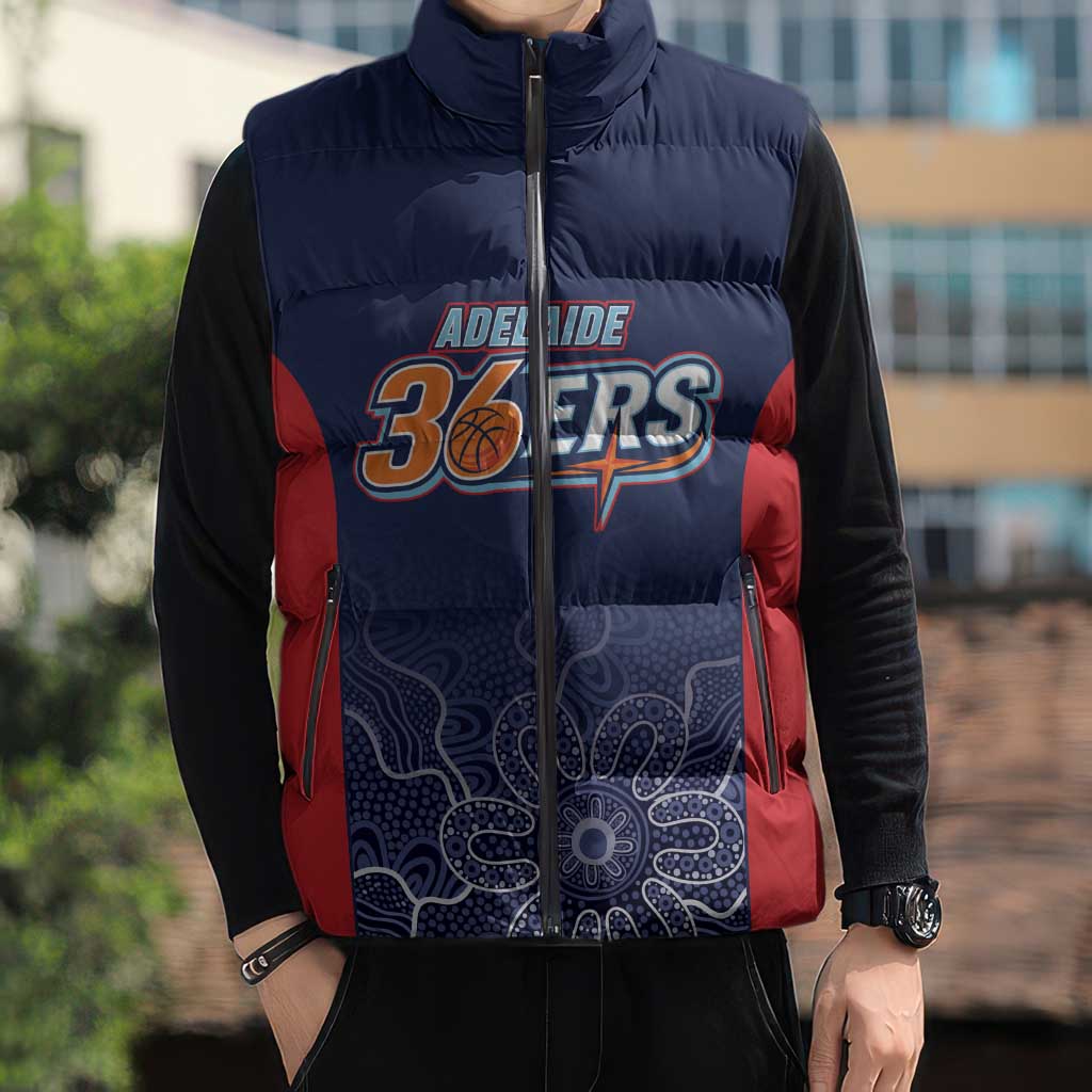Basketball Custom Adelaide Sleeveless Puffer Jacket Simple Australian Dot Art - Aussie Hoodie
