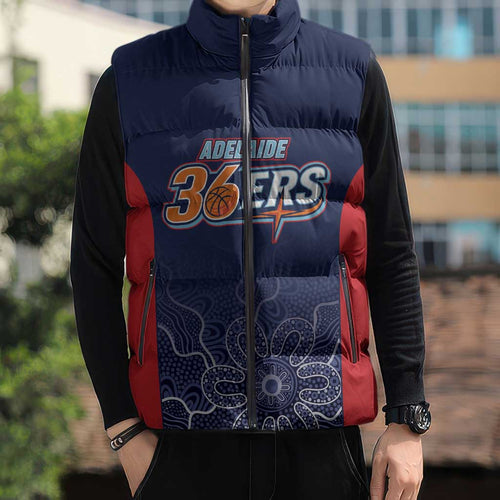 Basketball Custom Adelaide Sleeveless Puffer Jacket Simple Australian Dot Art - Aussie Hoodie