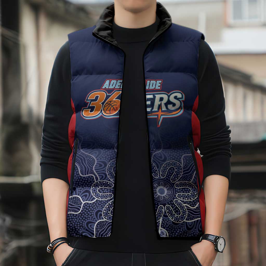 Basketball Custom Adelaide Sleeveless Puffer Jacket Simple Australian Dot Art - Aussie Hoodie
