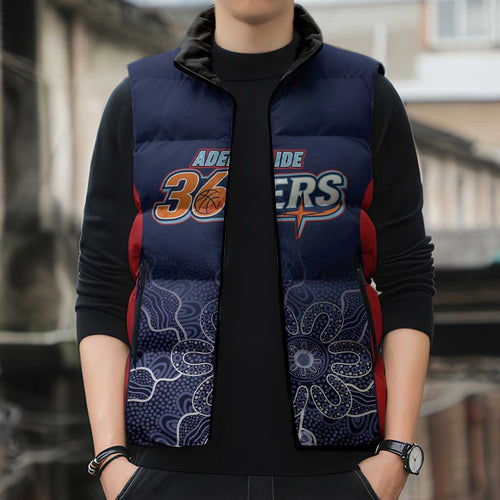 Basketball Custom Adelaide Sleeveless Puffer Jacket Simple Australian Dot Art - Aussie Hoodie