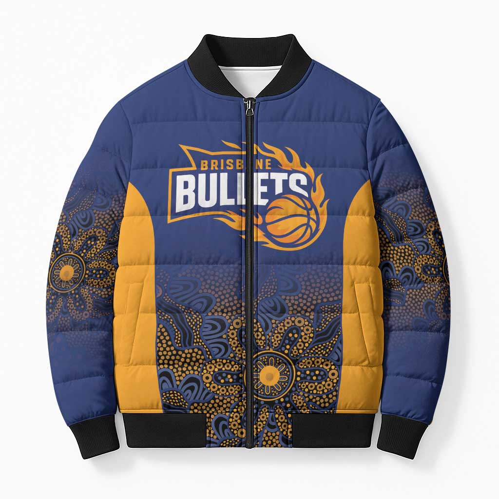 Basketball Custom Brisbane Bomber Puffer Jacket Simple Australian Dot Art - Aussie Hoodie