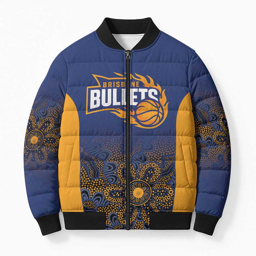 Basketball Custom Brisbane Bomber Puffer Jacket Simple Australian Dot Art - Aussie Hoodie