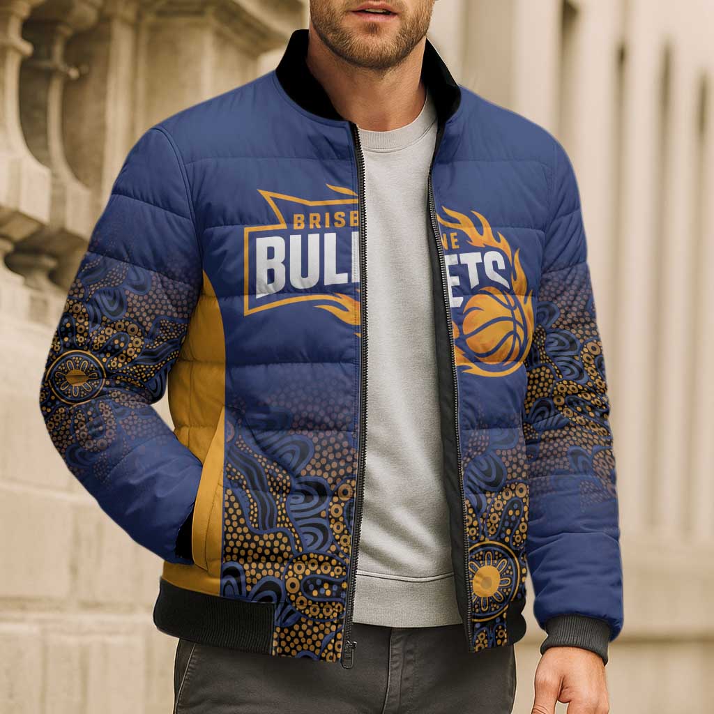 Basketball Custom Brisbane Bomber Puffer Jacket Simple Australian Dot Art - Aussie Hoodie
