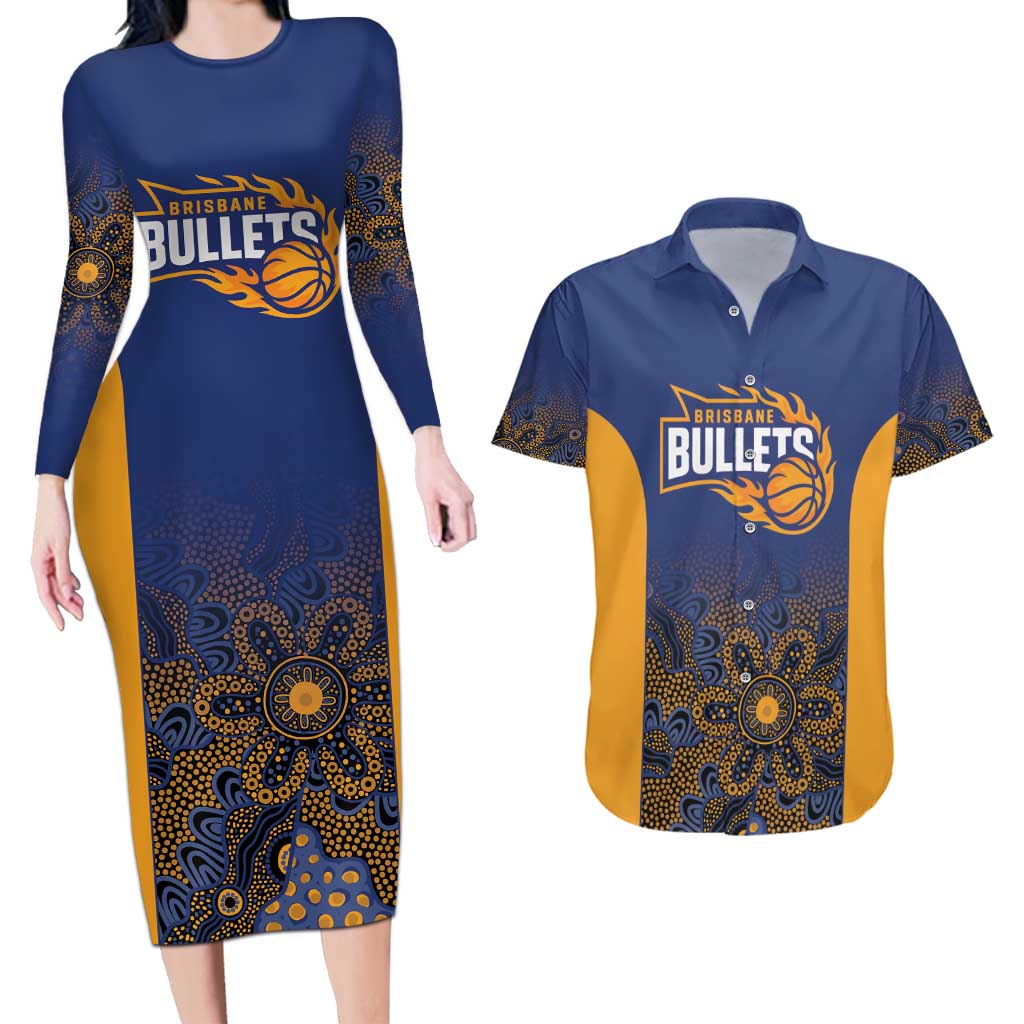 Basketball Custom Brisbane Couples Matching Long Sleeve Bodycon Dress and Hawaiian Shirt Simple Australian Dot Art - Aussie Hoodie