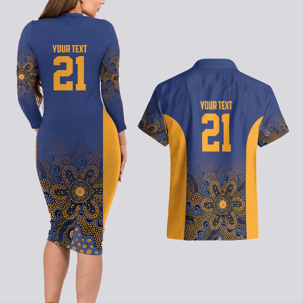 Basketball Custom Brisbane Couples Matching Long Sleeve Bodycon Dress and Hawaiian Shirt Simple Australian Dot Art - Aussie Hoodie