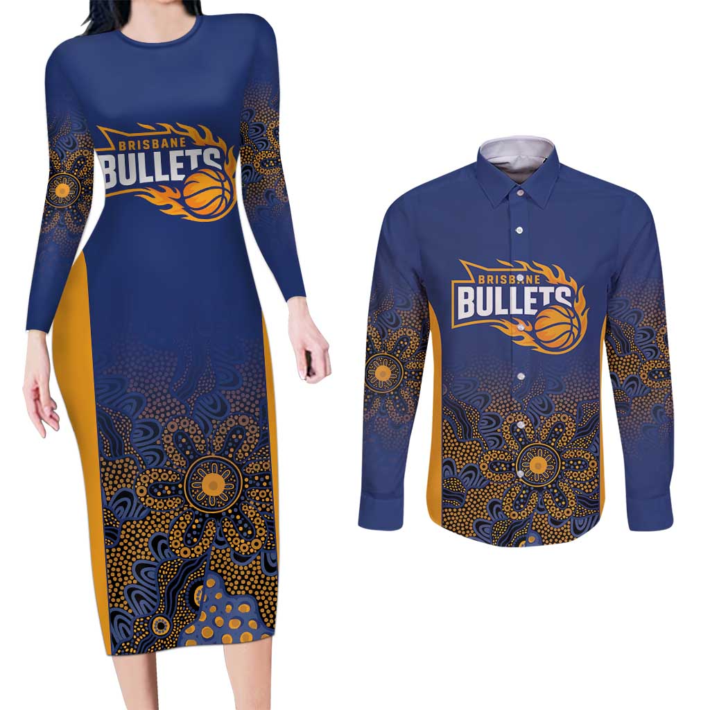 Basketball Custom Brisbane Couples Matching Long Sleeve Bodycon Dress and Long Sleeve Button Shirt Simple Australian Dot Art - Aussie Hoodie
