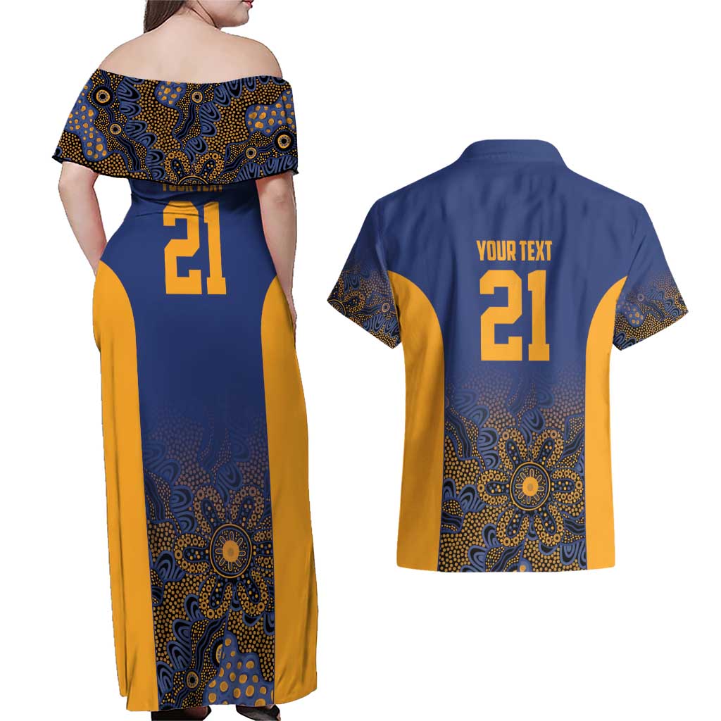 Basketball Custom Brisbane Couples Matching Off Shoulder Maxi Dress and Hawaiian Shirt Simple Australian Dot Art - Aussie Hoodie