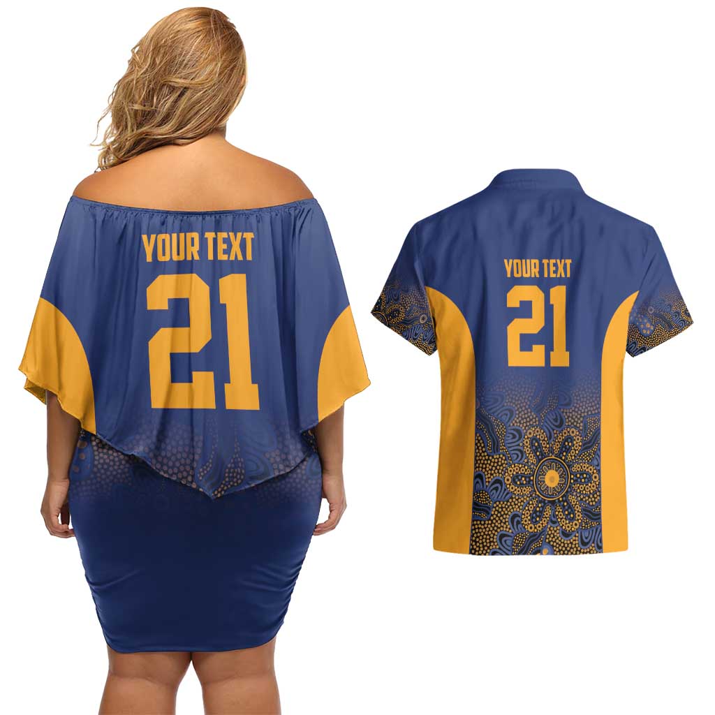 Basketball Custom Brisbane Couples Matching Off Shoulder Short Dress and Hawaiian Shirt Simple Australian Dot Art - Aussie Hoodie