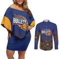 Basketball Custom Brisbane Couples Matching Off Shoulder Short Dress and Long Sleeve Button Shirt Simple Australian Dot Art - Aussie Hoodie
