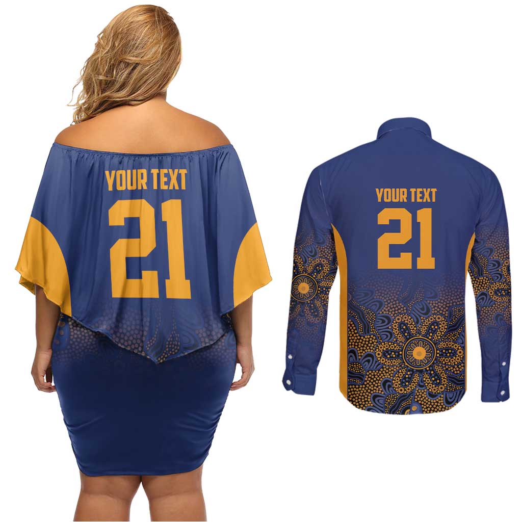 Basketball Custom Brisbane Couples Matching Off Shoulder Short Dress and Long Sleeve Button Shirt Simple Australian Dot Art - Aussie Hoodie