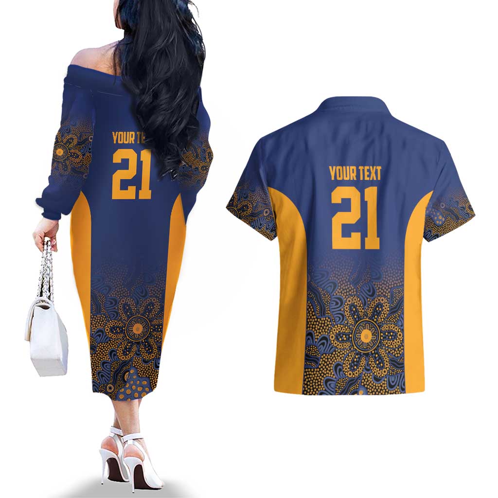 Basketball Custom Brisbane Couples Matching Off The Shoulder Long Sleeve Dress and Hawaiian Shirt Simple Australian Dot Art - Aussie Hoodie