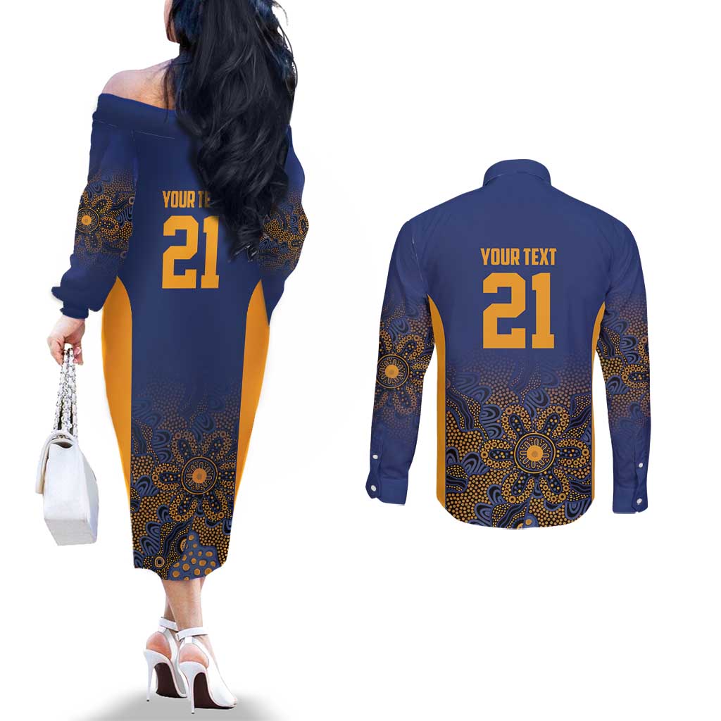 Basketball Custom Brisbane Couples Matching Off The Shoulder Long Sleeve Dress and Long Sleeve Button Shirt Simple Australian Dot Art - Aussie Hoodie