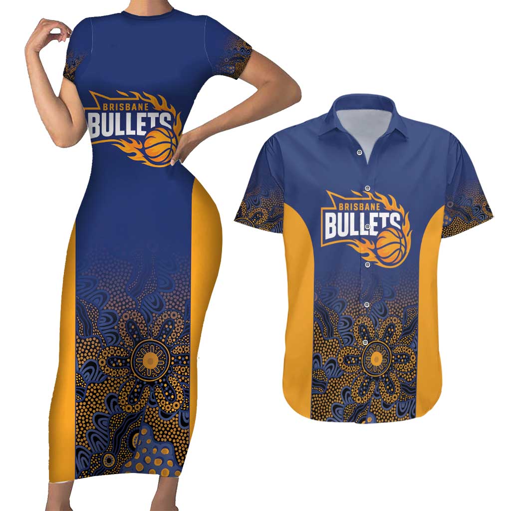 Basketball Custom Brisbane Couples Matching Short Sleeve Bodycon Dress and Hawaiian Shirt Simple Australian Dot Art - Aussie Hoodie
