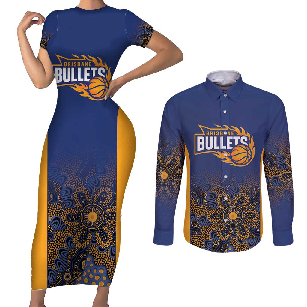 Basketball Custom Brisbane Couples Matching Short Sleeve Bodycon Dress and Long Sleeve Button Shirt Simple Australian Dot Art - Aussie Hoodie