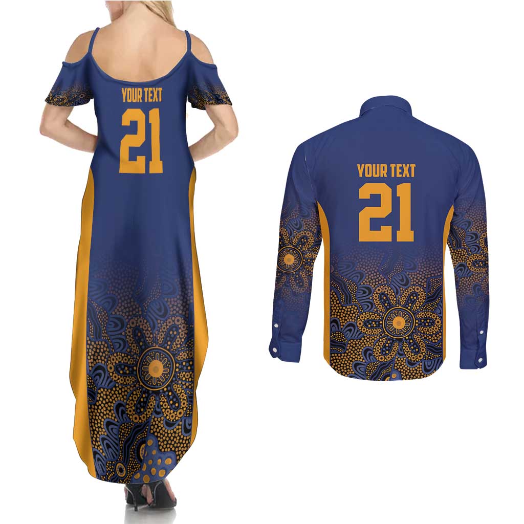 Basketball Custom Brisbane Couples Matching Summer Maxi Dress and Long Sleeve Button Shirt Simple Australian Dot Art - Aussie Hoodie
