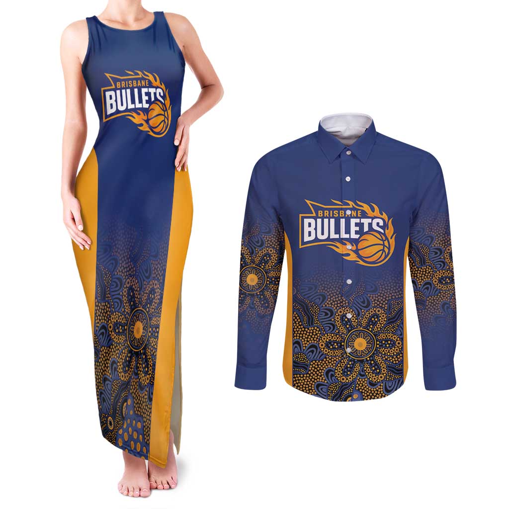 Basketball Custom Brisbane Couples Matching Tank Maxi Dress and Long Sleeve Button Shirt Simple Australian Dot Art - Aussie Hoodie