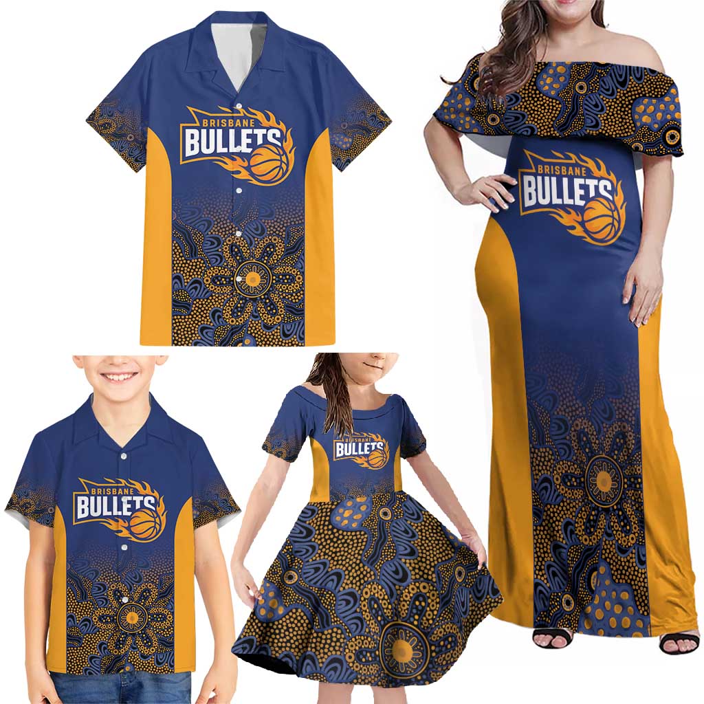 Basketball Custom Brisbane Family Matching Off Shoulder Maxi Dress and Hawaiian Shirt Simple Australian Dot Art - Aussie Hoodie