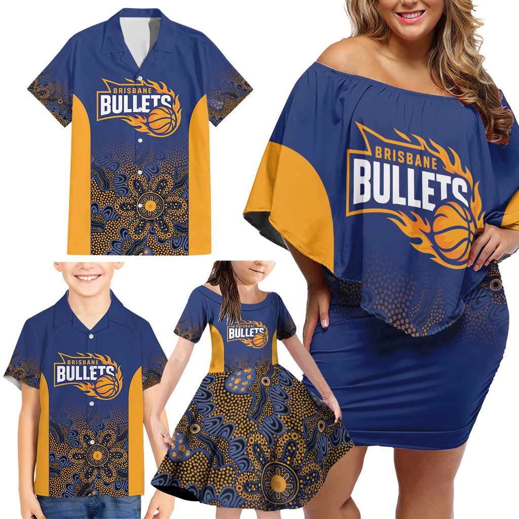 Basketball Custom Brisbane Family Matching Off Shoulder Short Dress and Hawaiian Shirt Simple Australian Dot Art - Aussie Hoodie