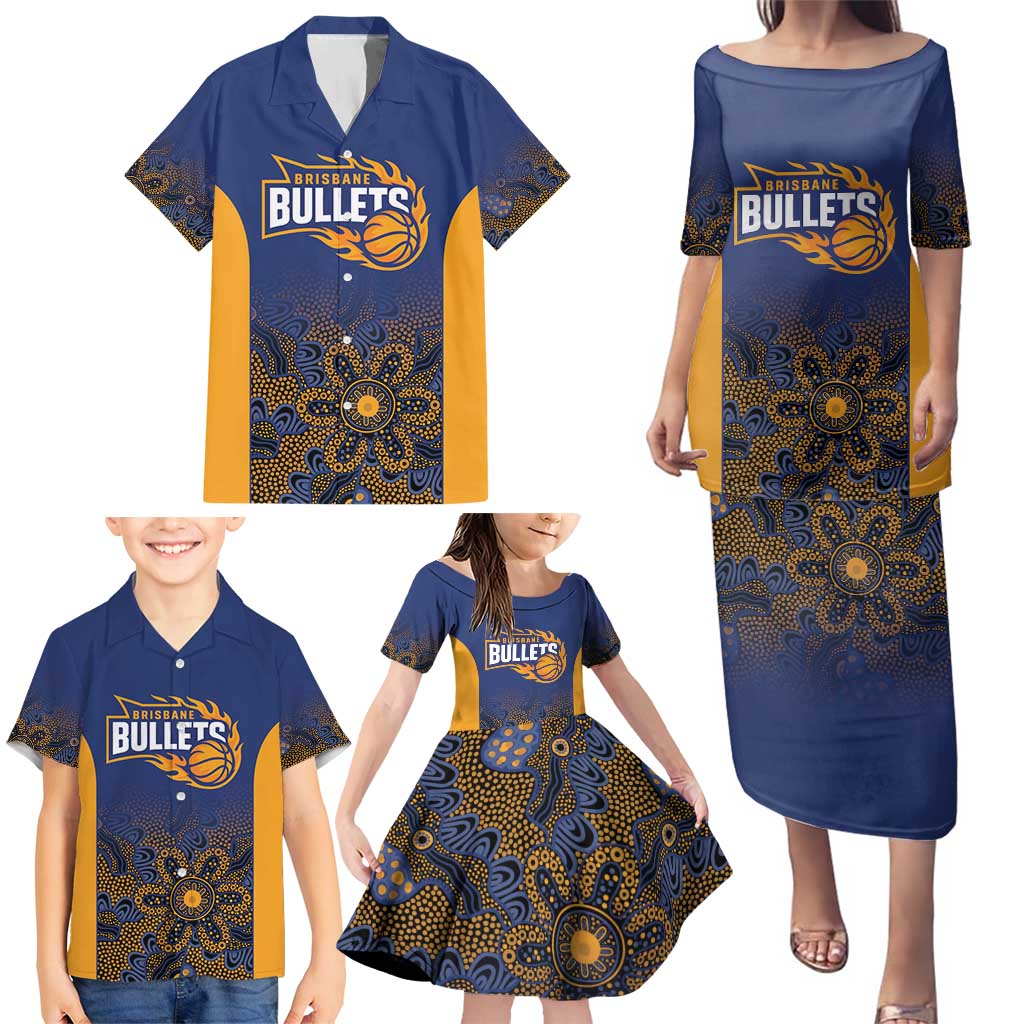 Basketball Custom Brisbane Family Matching Puletasi and Hawaiian Shirt Simple Australian Dot Art - Aussie Hoodie