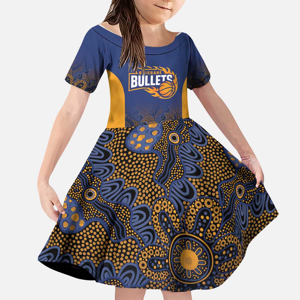 Basketball Custom Brisbane Kid Short Sleeve Dress Simple Australian Dot Art - Aussie Hoodie